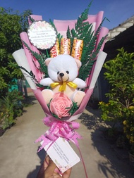 Buket Boneka Coklat 3 pcs / kado untuk pacar / Buket bunga boneka coklat