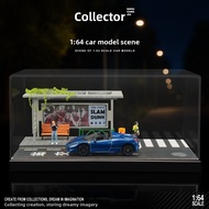 1/64 Bus Stop Diorama Model, Simulation Miniature Bus Station Scene Kit, Photography Prop for Diecas