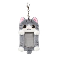 [Kiro Cat] Little Gray Cat Short Fluff Ornaments Fluffy Card Holder Identification Card Holder [3000