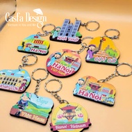 [COMBO 08 ] Hanoi Souvenir Wooden Keychain - Handmade Wooden Keychain - Vietnamese Souvenir Gift
