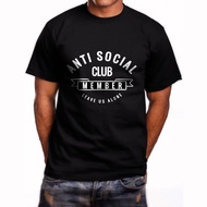 เสื้อยืดแขนสั้น พิมพ์ลาย Anti Social Club Member Leave Ualone พลัสไซซ์ สีดํา สําหรับผู้ชาย ไซซ์ XS-6