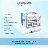 New Listing Spuit 5cc Onehealth - Syringe 5ml Onemed Terumo HARGA PER PCS