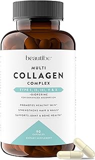 Collagen Pills for Women &amp; Men - Hydrolyzed Multi Collagen Complex (Type I, II, III, V &amp; X) - Collagen Capsules for Hair, Skin &amp; Nails - Anti Aging Supplement - Collagen Peptides Pills | BeautiBe