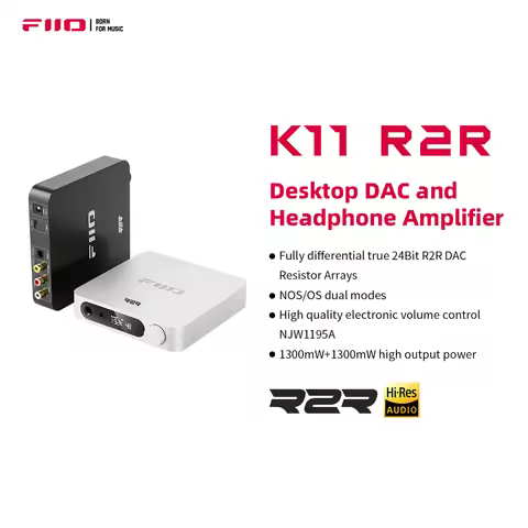 FiiO K11 R2R DAC and Headphone Amplifier for Home Audio or PC, 6.35mm and Balanced 4.4mm, RCA, Coaxi