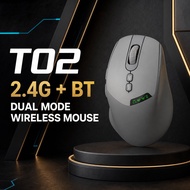 APAYADO T02 Wireless Mouse, featuring 2.4G and Bluetooth 5.0 dual mode connectivity, 6 buttons, 500m