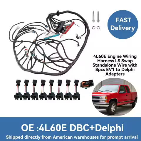 4L60E Engine Wiring Harness For GM DBC LS1 4.8L 5.3L 6.0L Vortec Engines 1997-2006 with 8pcs EV1 to 