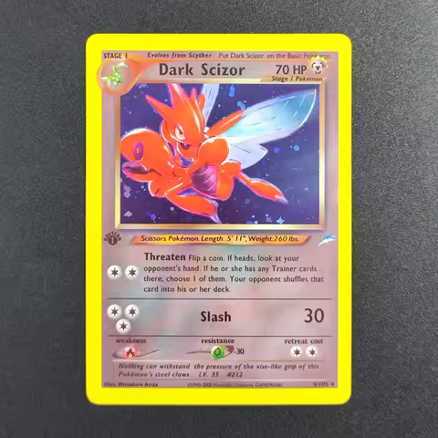 Proxy Pokemon Card EN Gym Challenge 1st Dark Scizor 9/105 Super Rare Collectibles Card Single Classi