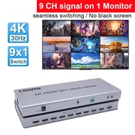 4K 9x1 HDMI Multiviewer 9 Channel HDMI Multi-viewer Quad Scren Multi Viewer 9 Ports Seamless Switch