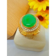 835黄金翡翠玉衬钻石戒指 I 835 Gold Jadeite Ring with Diamond Setting