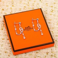 Hermes  outlet earrings 愛馬仕豬鼻扣鑽石耳環