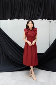Limited Stock Long Dress Natal Gia//Maxi Dress Imlek Polos Gaun Midi Pesta Baju Wanita Katun