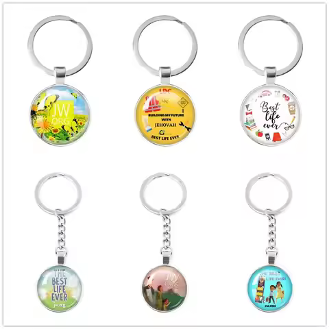 JW.org The Best Life Ever Glass Cabochon Keyring Handmade Circular Pendant Keychain Jewelry Gifts Ac