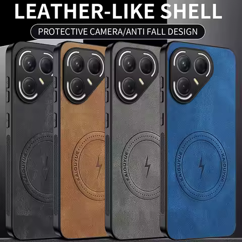 For Tecno Pova7 5G Magnetic Wireless Charger Hard Skin Case For Pova 7 Pro,PU Leather Skin Phone Cas
