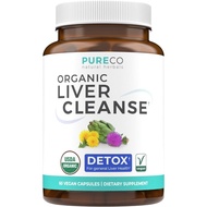 Organic Liver Cleanse Detox & Repair (Vegan, Non-GMO) Milk Thistle Extract (80% Silymarin), Dandelio