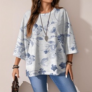 Summer Sun Protection Women's Three-Quarter Sleeve T-Shirt 3D Sublimation Ethnic Print Lightweight T