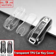 Porsche Transparent TPU Car Key Case Cover Remote Keychain Shell Protector Cover For Cayenne 911 992