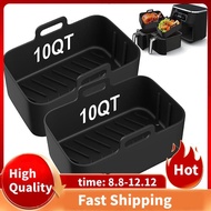 2PCS Air Fryer Silicone Liners for Ninjia DZ401 DZ550 Dual Air Fryer Reusable 10QT Non-Stick AirFrye