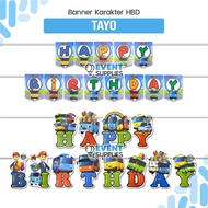 Tayo Character Banner cartoon Car Happy BirthDay Bunting Flag Color Banner Set