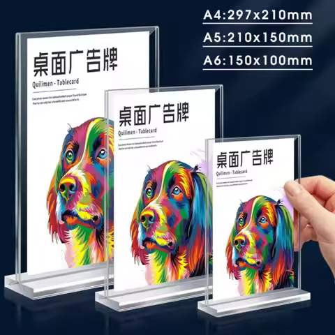 A4/A5/A6 Acrylic Desk Display Stand Double Side Clear Menu Stand Holder Price Label Display Rack Ad 