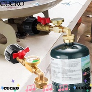 CUCKO Propane Tank Adapter, Easily Opening with Tank Gauge Propane Refill Elbow Adapter, Hot Safe Du