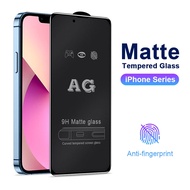 เต็มจอ แบบด้าน AG ฟิล์มกระจก For iPhone 14 13 12 11 Pro XS Max X XR 8 7 6 6s Plus SE 2020 ฟิล์มกันรอ