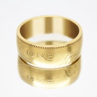 金幣戒指英國 1 便士 1967 年 18k 鍍金戒指薊戒指