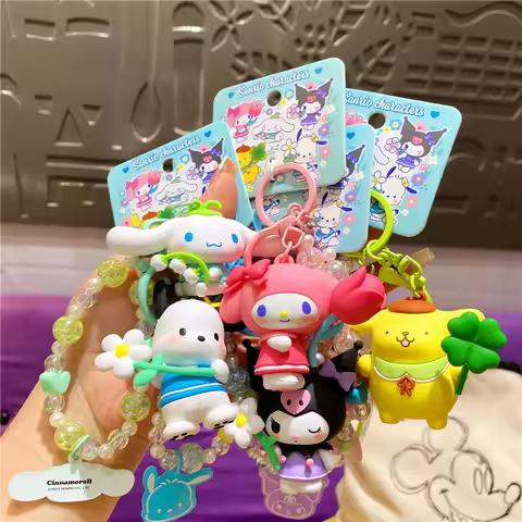New Version of Sanrio Quiet Flower Language Keychain Pendant Kawaii Cartoon My Melody Bag Decoration
