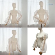 【CH】 Elegant Tulle Bishop Sleeve False Sleeves Sheer Stage Costume Accessory White Ruffled Long Slee
