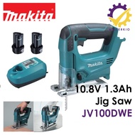 Makita JV100DWE, 10.8v 1.3ah Cordless Jig Saw with 2pcs Batteries and 1pc Charger, Jigsaw for DIY