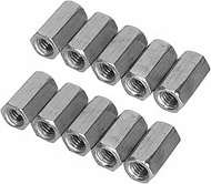 10pcs M6 x 18mm Long Rod Nut Hex Coupling Nuts, Zinc Plated Bolt Extender Female Thread Straight Fitting, Hex Rod Threaded Bar Nut