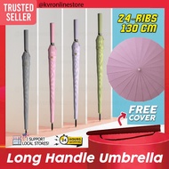24 Ribs Long Handle Big Umbrella Anti-UV Sun Rainstorm Protector Large Surface Parasol / Payung Besa