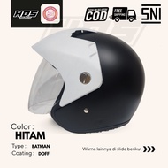 Adult Bogo Helmet Half Face HDS Motorcycle Helmet SNI Batman Black Doff Retro Men Wanita (2)