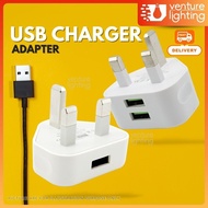USB Power Adapter UK 3 Pin Charger Mobile Phone Charger Adapter USB Wall Charger Travel Pengecas Telefon Bimbit 充电器