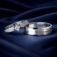 SAN950 Couple Wedding Ring C533 - Palladium White Gold PLATINUM & Silver 950 | Custom Handmade Coupl