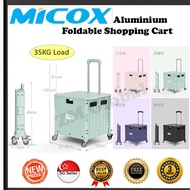 Foldable Shopping Cart Trolley Aluminium handle 360 Degree Turnable 35kg load capacity 4 wheels fold