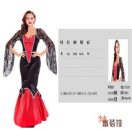 Vampire Queen Costume Halloween Cosplay Angel Ghost Bride Dress Stage Performance Outfit Wedding Par