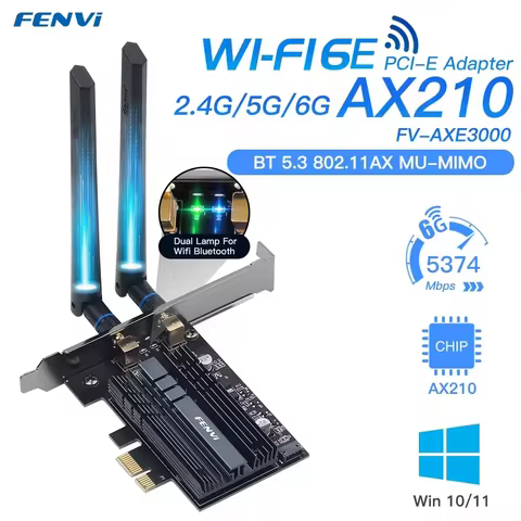 Fenvi 5374Mbps WiFi 6E for Intel AX210 PCIe Wireless WiFi Adapter 2.4G/5G/6Ghz 802.11AX For Bluetoot