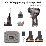 {Chính Hãng} Khoan Pin AKUZA K8 Có Búa4 in 1- Khoan pin 168V Không Chổi Than Đầu Kẹp Autolook 10mm.