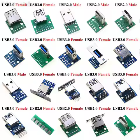 Cltgxdd 1PCS Type A Male Female USB To DIP 2.54mm PCB Connector USB 2.0 3.0 PCB Board Connector USB 