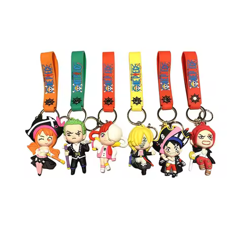 One Piece Film Red 3D Soft PVC Keychain 6 Styles Anime Character Pendant for Fans Collection Birthda