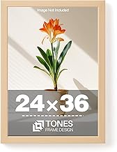 TONES FRAME DESIGN 24x36 Poster Frame Natural Wood Picture Frames Large 24x36 Frame with Shatterproo