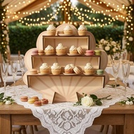 Seashell Dessert Stand Light Wood Tone Scalloped Shell Stand Cupcake Holder Dark Brown Accents