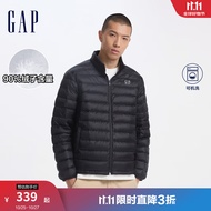 Gap男装2024秋季新款印花logo小立领羽绒服简约外套 黑色 180/100A(XL)亚洲尺码