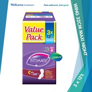 Intimate Ultra Long Maxi Heavy Flow Night Use Wing 32cm Sanitary Pad - 3 x 12's
