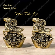 Smell of Dac Loc - Standing Goat with Gold Coins 6cm - Feng Shui Bronze Statue, Small Size Decoratio