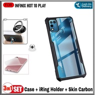 Case Infinix Hot 10 Play Soft Hard Tpu Tranparan Free Garskin Carbon