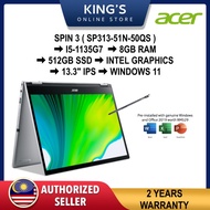 Acer Spin 3 ( SP313-51N-50QS ) 13.3" IPS Touch Laptop I5-1135G7 8GD4 512SSD WIN11H ( With Office OPI