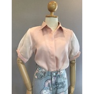 เสื้อเชิ้ต ทรงครอป งานตัดแบรนด์ 3F.seoul nista ออแกนดี้แท้ ถ่ายจากงานจริง100%