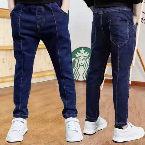 DIIMUU Spring Autumn Kids Boys Bottoms Clothes Jeans Children Fashion Denim Long Pants Slim Fit Trou
