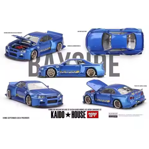 Kaido Minigt 1:64 R34 Blue Alloy Car Model K158